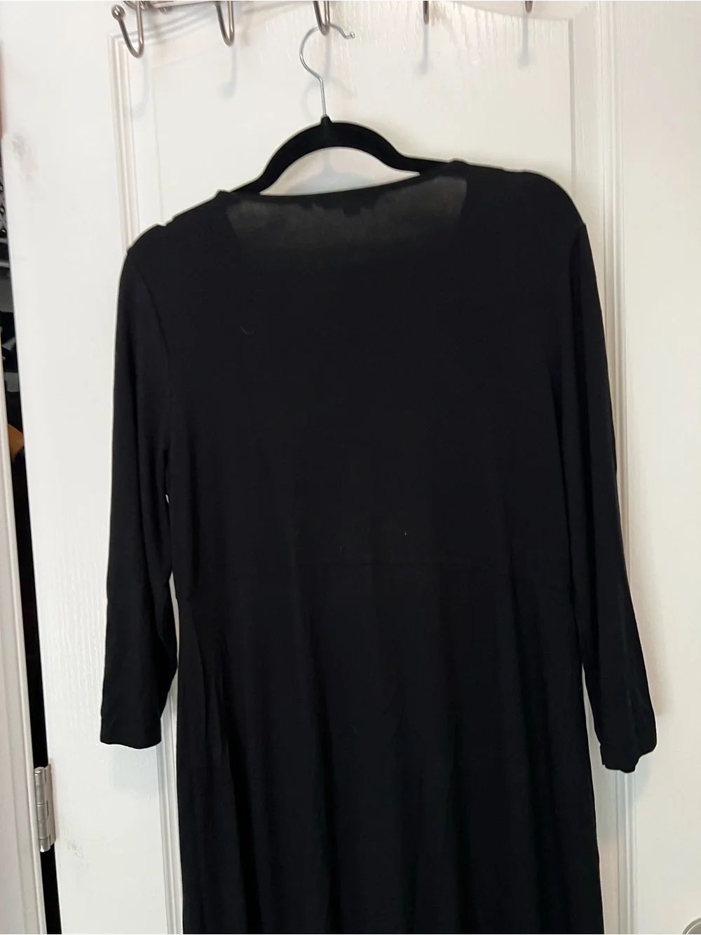 BODEN Black Draped V-Neck Maxi Dress with 3/4 Sleeves Size 16 long - Picture 6 of 12